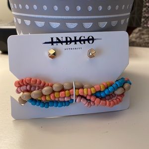 Indigo Authority - Earring & bracelet set.